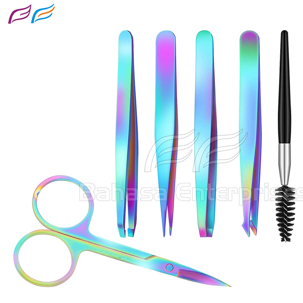 Rainbow Eyebrow Tweezer Scissor Set